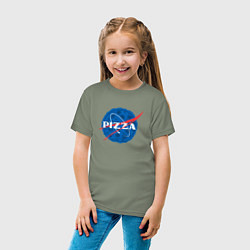 Футболка хлопковая детская Pizza x NASA, цвет: авокадо — фото 2