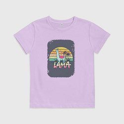Футболка хлопковая детская Colorful Llama, цвет: лаванда