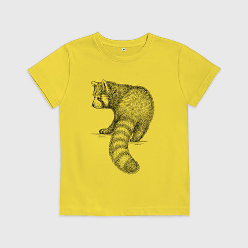 Детская футболка Красная панда сзади / Желтый – фото 1