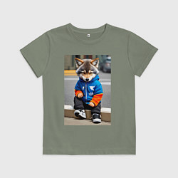 Детская футболка Уличный волчонок-хулиган - нейросеть