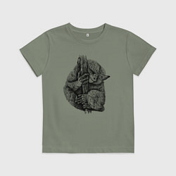 Футболка хлопковая детская Долгопят спит, цвет: авокадо