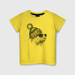 Футболка хлопковая детская Львица в шапке, цвет: желтый