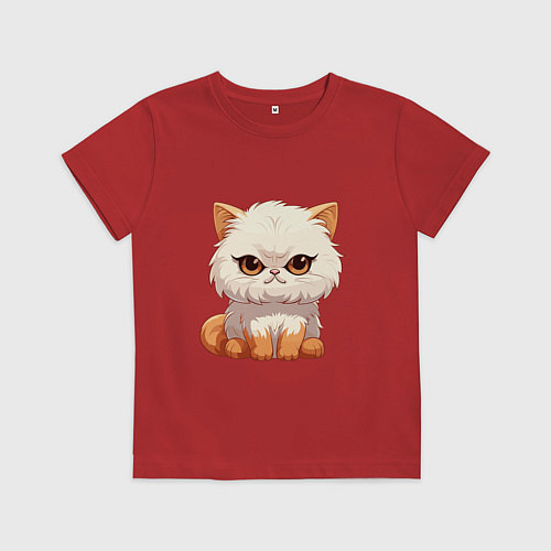 Детская футболка Злой пушистый кот / Красный – фото 1