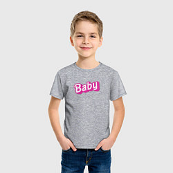 Футболка хлопковая детская Baby: pink barbie style, цвет: меланж — фото 2