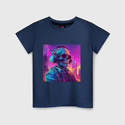 Детская футболка Скелет в свете неонового города