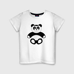 Футболка хлопковая детская Панда медведь cartoon, цвет: белый