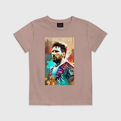 Футболка хлопковая детская Lionel Messi - football - striker, цвет: пыльно-розовый