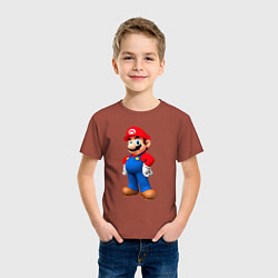 Футболка хлопковая детская Марио стоит, цвет: кирпичный — фото 2