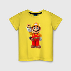Футболка хлопковая детская Марио-строитель, цвет: желтый