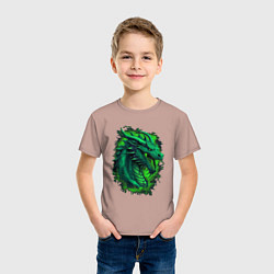 Футболка хлопковая детская Дракон 2024 зеленый, цвет: пыльно-розовый — фото 2