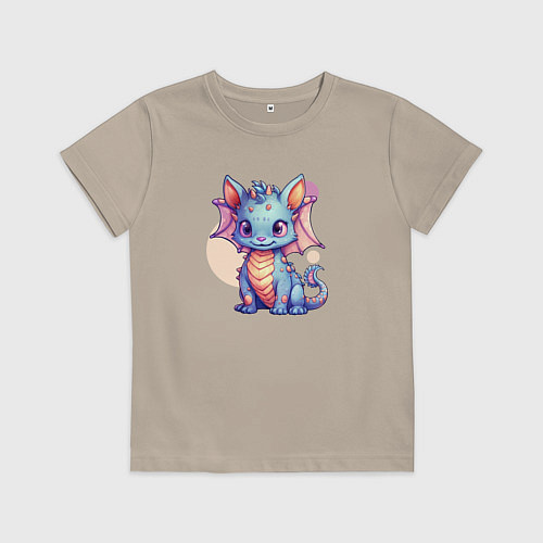 Детская футболка Cute dragon cat / Миндальный – фото 1