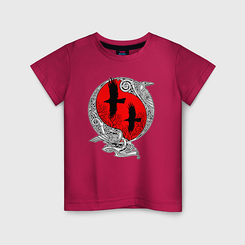 Детская футболка Вороны Одина - кельтский узор / Маджента – фото 1