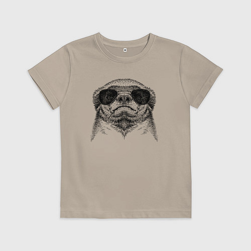 Детская футболка Медоед в очках / Миндальный – фото 1