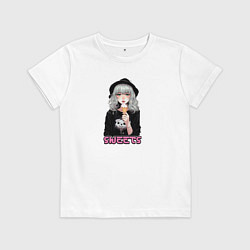 Футболка хлопковая детская Super sweet, цвет: белый