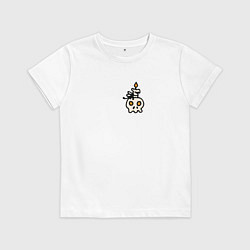 Футболка хлопковая детская Счастливого хэллоуина тыква и летучие мыши, цвет: белый