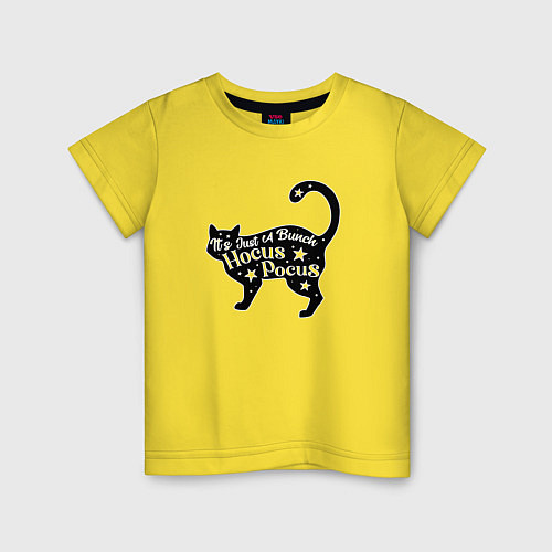 Детская футболка Черный кот хэллоуин звезды / Желтый – фото 1