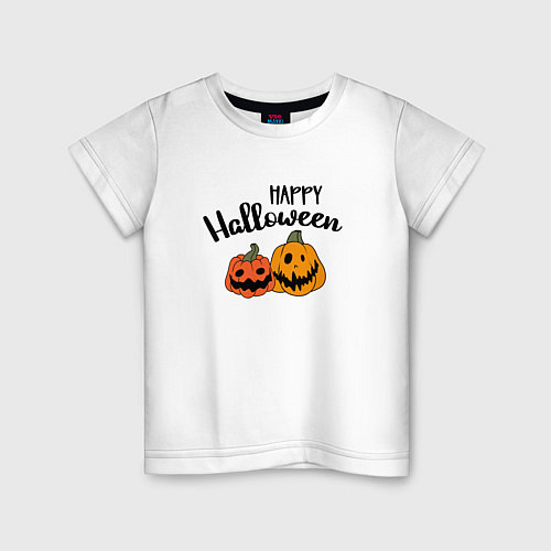 Детская футболка Happy halloween с тыквами / Белый – фото 1