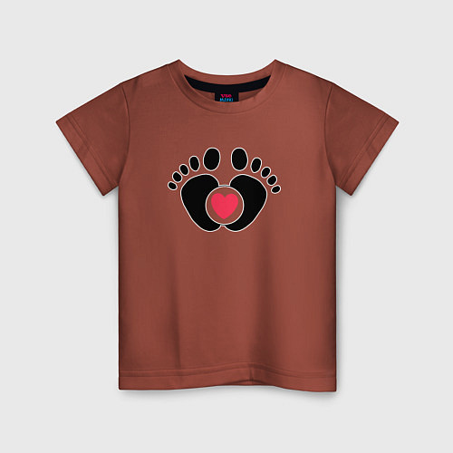 Детская футболка Семья отпечатки ног младенца / Кирпичный – фото 1