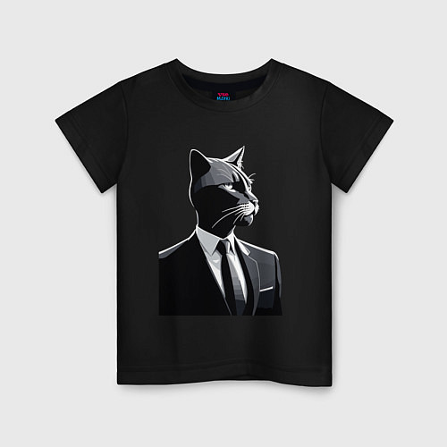 Детская футболка Бизнес-кот / Черный – фото 1