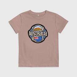 Футболка хлопковая детская Приключения в Австралии, цвет: пыльно-розовый