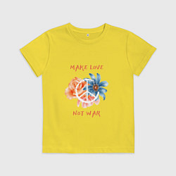Футболка хлопковая детская Make love not war2, цвет: желтый
