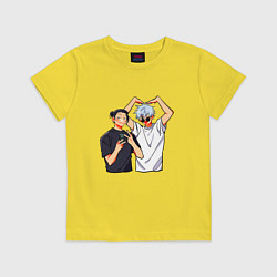 Футболка хлопковая детская Сатору и Гето - Магическая битва, цвет: желтый