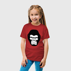 Футболка хлопковая детская Голова гориллы гравюра, цвет: красный — фото 2