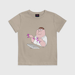 Футболка хлопковая детская Питер Гриффен с длинными ногтями, цвет: миндальный