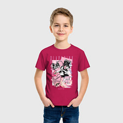 Футболка хлопковая детская Blackpink коллаж, цвет: маджента — фото 2
