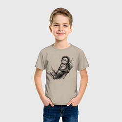 Футболка хлопковая детская Гиббон малыш на дереве, цвет: миндальный — фото 2