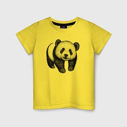 Футболка хлопковая детская Панда милая, цвет: желтый