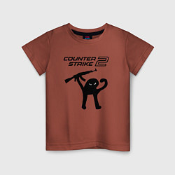 Футболка хлопковая детская Counter strike 2 мем, цвет: кирпичный