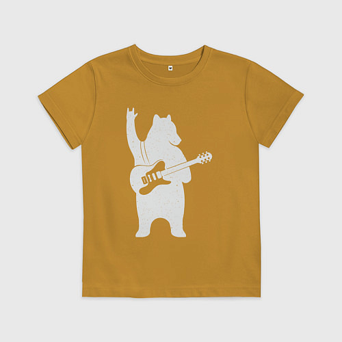 Детская футболка Мишутка рокер / Горчичный – фото 1