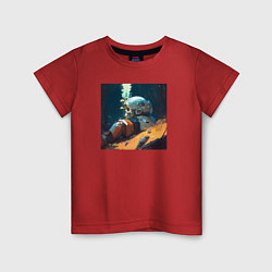 Футболка хлопковая детская Космонавт и лес, цвет: красный