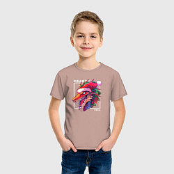 Футболка хлопковая детская Angry Christmas dragon, цвет: пыльно-розовый — фото 2