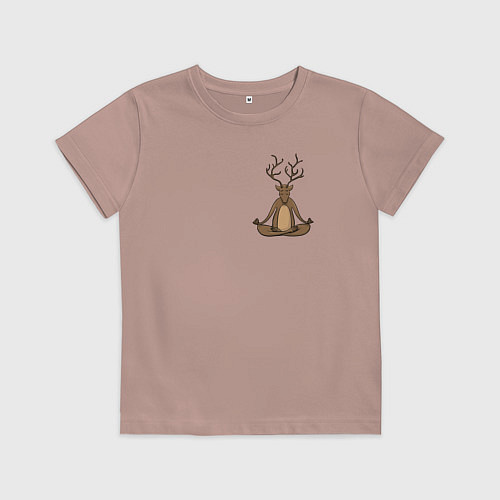 Детская футболка Олень медитирует / Пыльно-розовый – фото 1