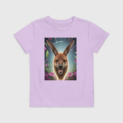 Футболка хлопковая детская Кенгуру улыбака, цвет: лаванда
