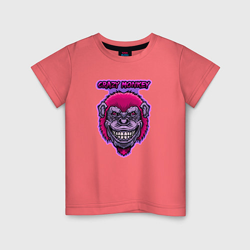 Детская футболка Purple crazy monkey / Коралловый – фото 1