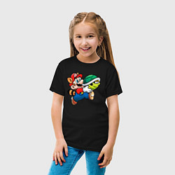 Футболка хлопковая детская Марио несёт черепашку, цвет: черный — фото 2