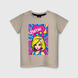 Футболка хлопковая детская Barbie - pop art, цвет: миндальный