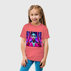 Футболка хлопковая детская Девушка в костюме для цирковой гимнастики, цвет: коралловый — фото 2