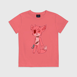 Футболка хлопковая детская Няшный Фокси, цвет: коралловый