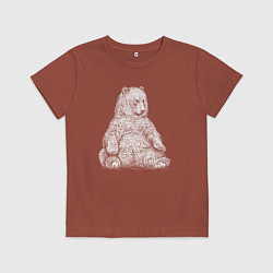 Футболка хлопковая детская Медведь сидит отдыхает, цвет: кирпичный