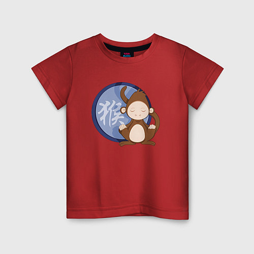 Детская футболка Год обезьяны на китайском / Красный – фото 1