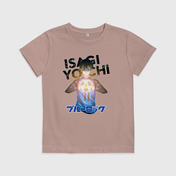 Футболка хлопковая детская Исаги из аниме синяя тюрьма, цвет: пыльно-розовый