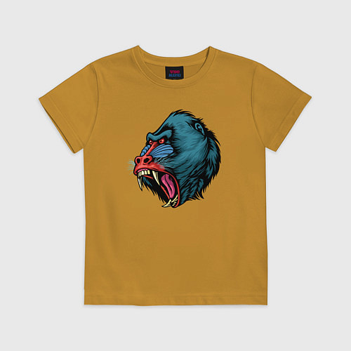 Детская футболка Mandrill monkey / Горчичный – фото 1