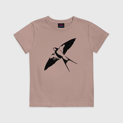 Детская футболка Ласточка парит трафарет / Пыльно-розовый – фото 1