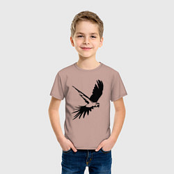 Футболка хлопковая детская Попугай летит трафарет, цвет: пыльно-розовый — фото 2