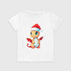 Футболка хлопковая детская Милый дракончик 2024, цвет: белый