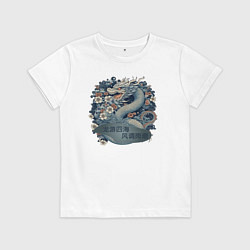 Футболка хлопковая детская Дракон путешествие в счастливый мир, цвет: белый